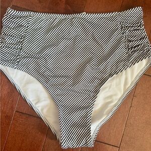 NWOT Striped High-Waisted Bikini Bottom